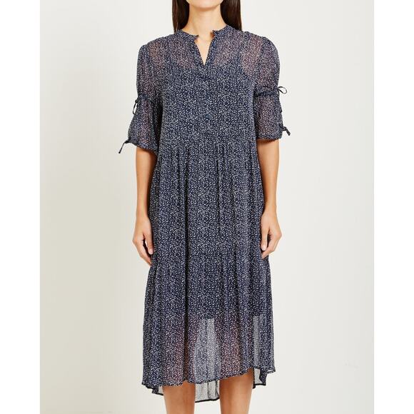 JUST Female Zoe Midi Dress Navy Floral Women's Small Peasant Scandi Boho Indie - Picture 3 of 16